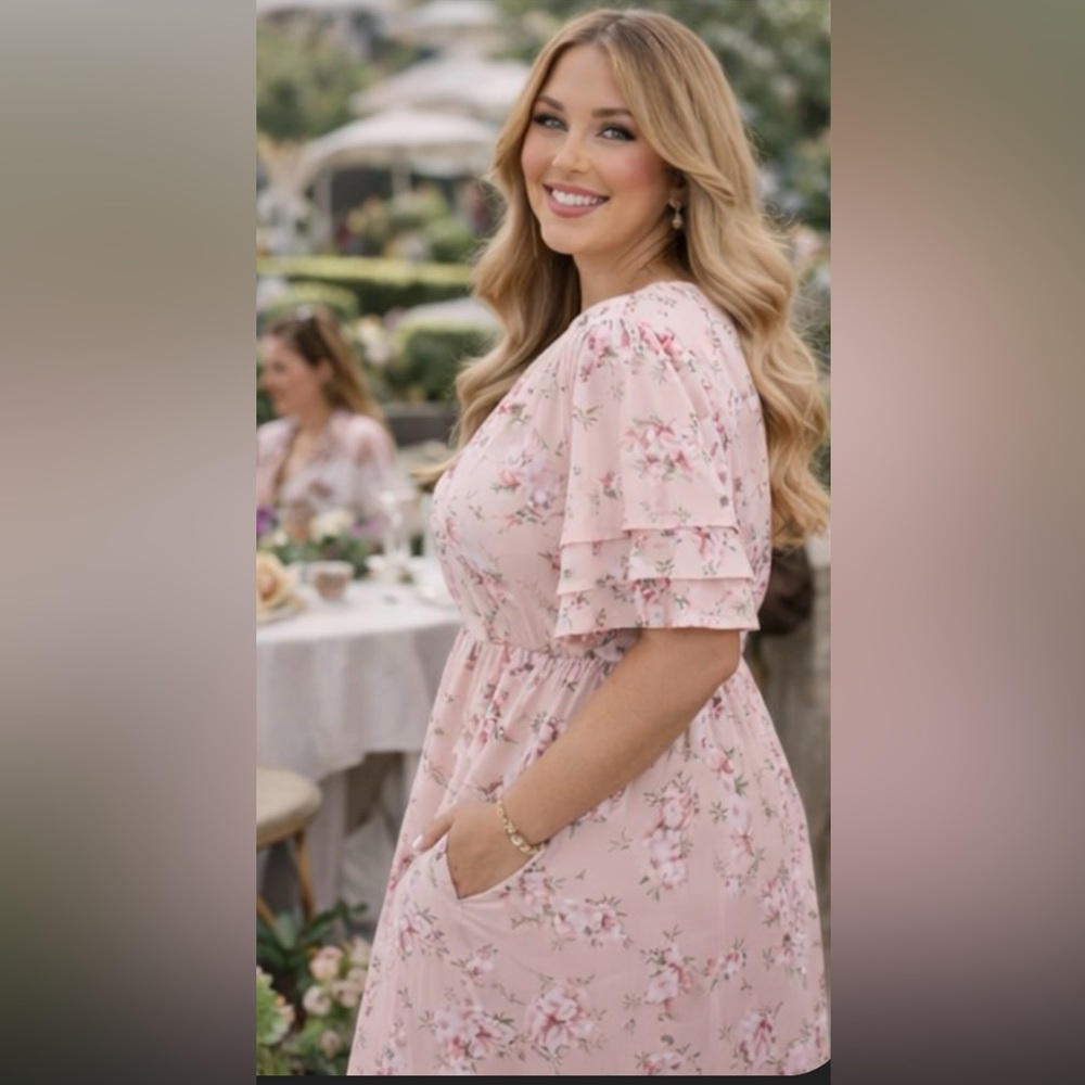 Floral Pink Ruffle Sleeve Dress 3x 🌹🌸🌺
BRB SL 5 - Picture 2 of 5
